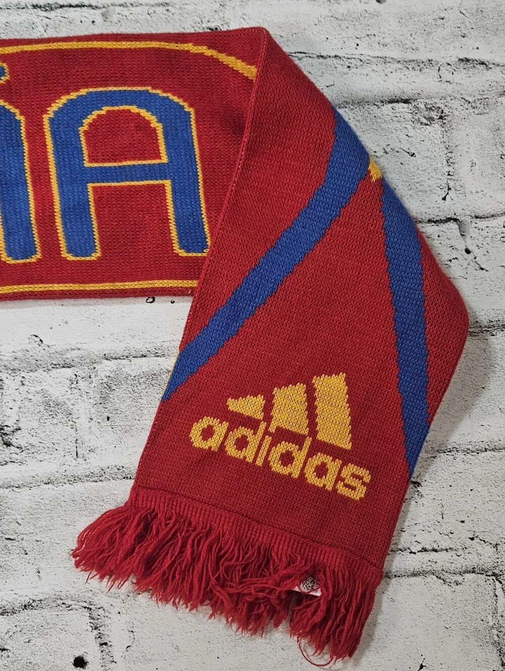 Adidas Spain Espana Soccer Fan Scarf Red Blue Yellow Football Knit